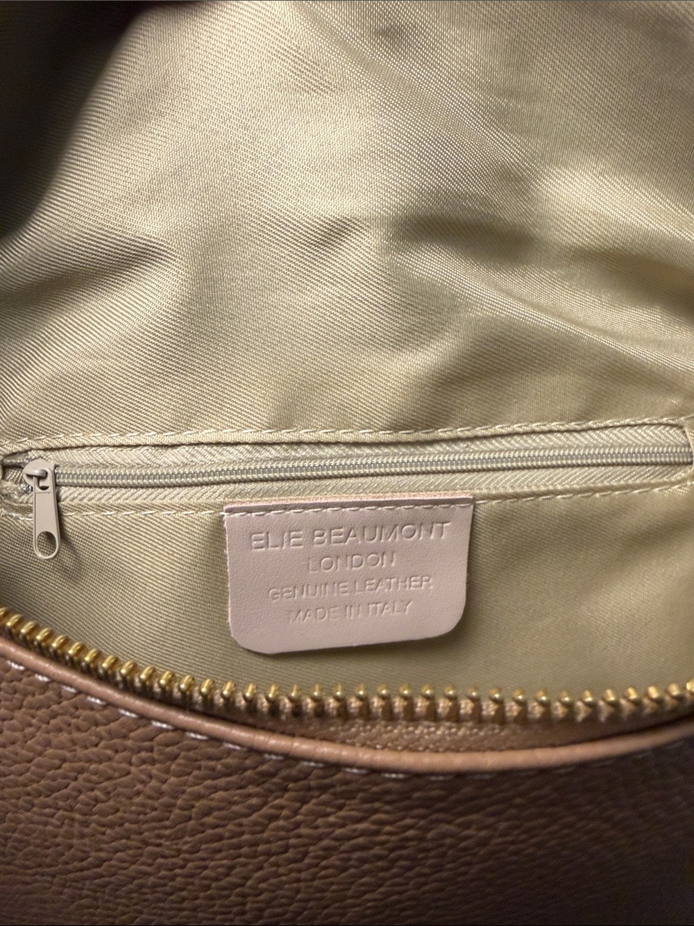 Ellie Beaumont Leather Pebbled Tan Camel Beige Curved Crossbody Bum Bag - Picture 12 of 13